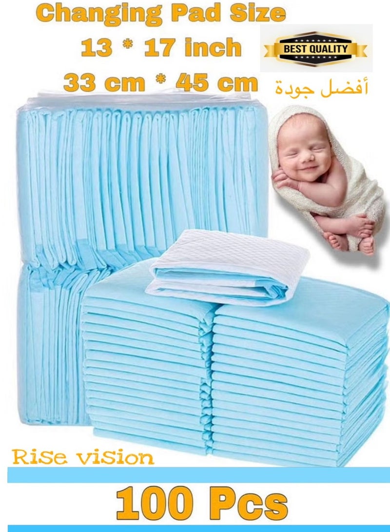 100 Pcs Disposable Changing Pad Leak-Proof Underpad Bed Table Protector Mat, Soft Non-Woven Fabric, 33x45cm - Image 1